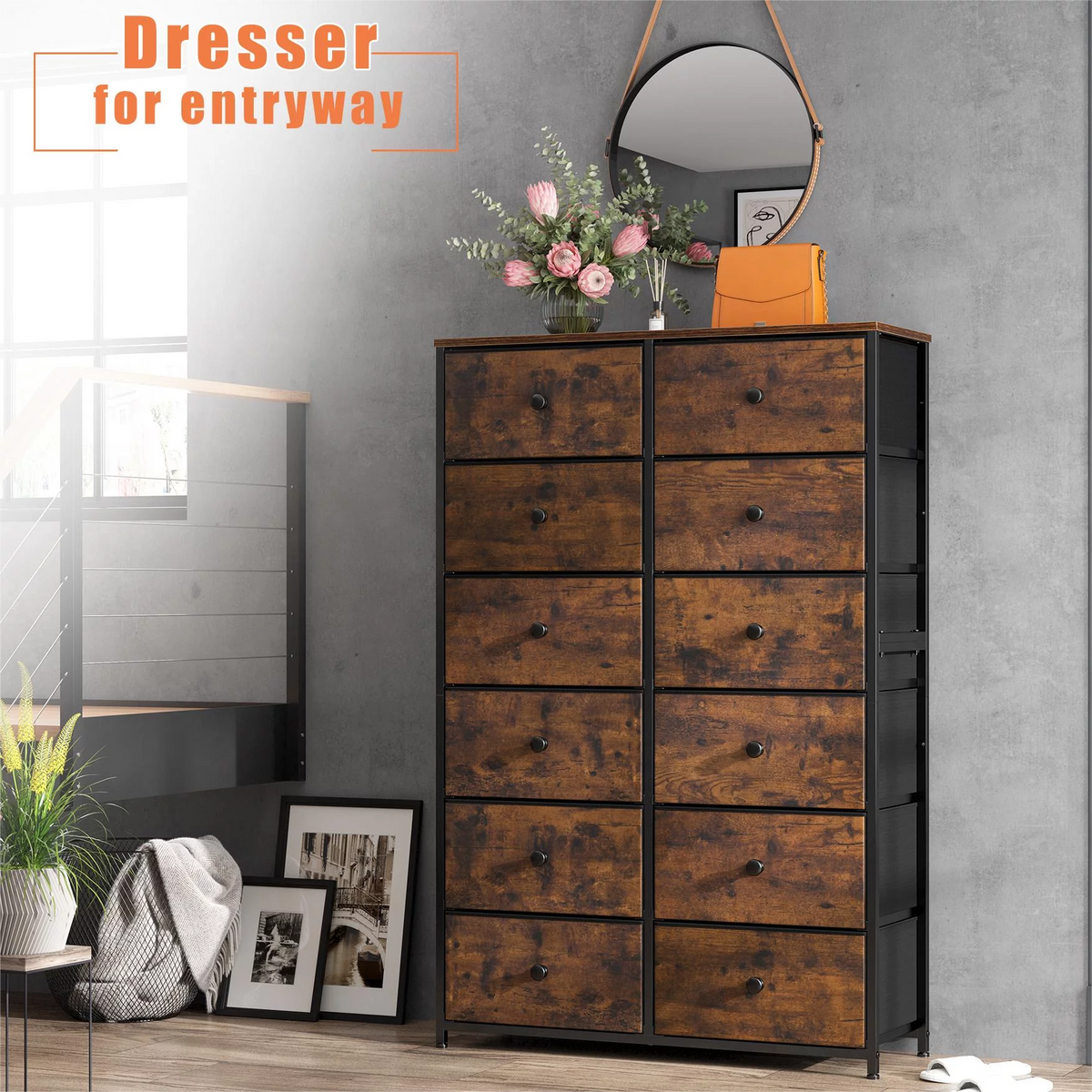 Set of 2 12 Drawer Fabric Dresser B999