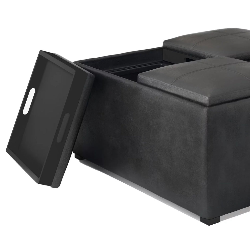 35 inch Square Storage Ottoman Faux Leather R412