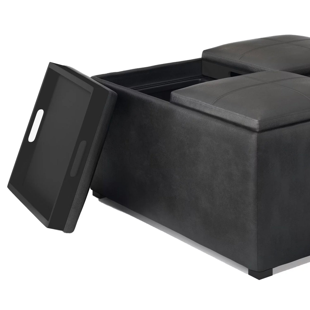 35 inch Square Storage Ottoman Faux Leather R412