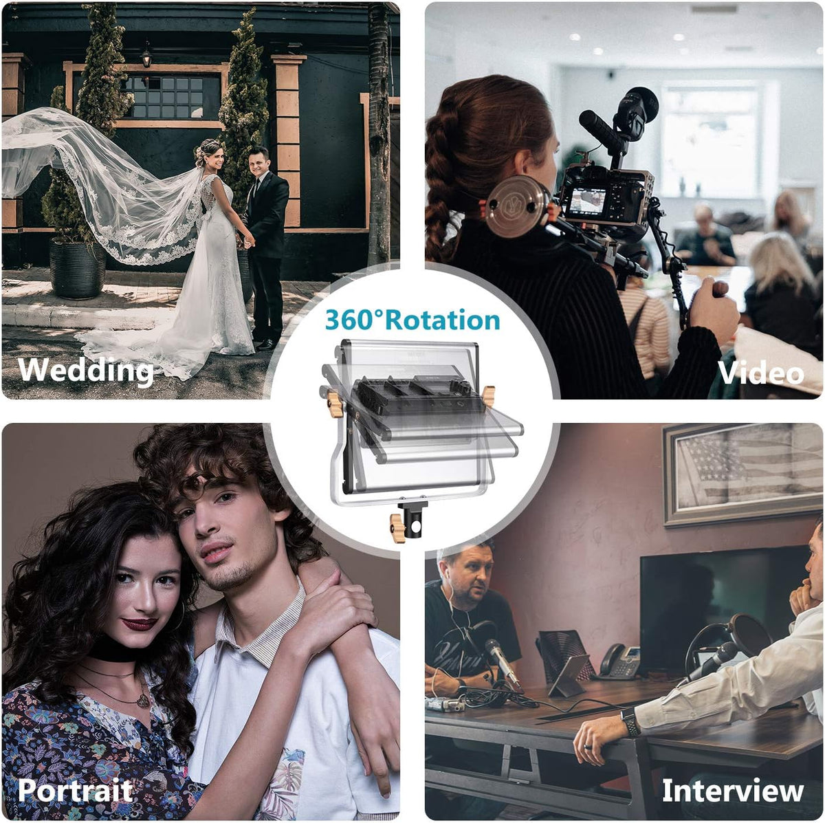 2 Packs 480 LED Video Light Photography Lighting Kit with Light Stand A24906