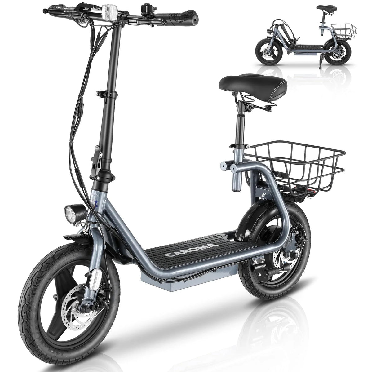 500W Electric Scooter with Seat, 14 inch, Silver I381