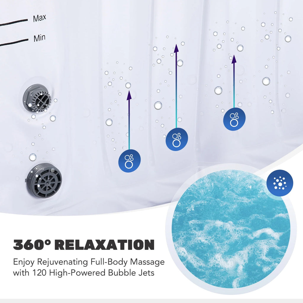 4 Person Inflatable Hot Tub Pool with Massage Jets V1342