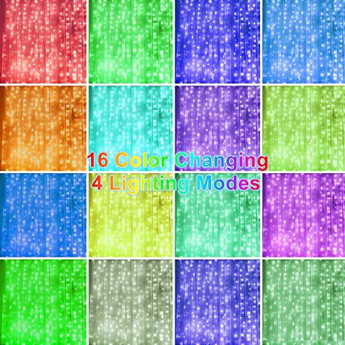 300 LED RGB 16 Colors Changing Window Curtain String Lights V8889