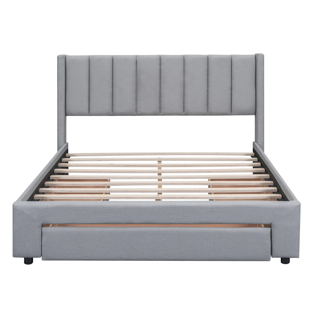 Queen Size Upholstery Platform Bed with Three Storage Drawers M655