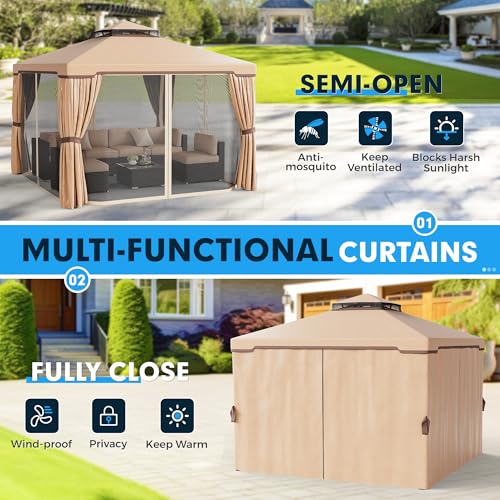 10 x 10 FT Outdoor Gazebo with Vented Soft Canopy and Mosquito Netting H188173