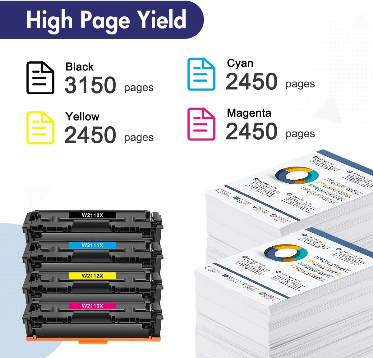 4-Pack Black Cyan Yellow Magenta Toner Cartridge H120546