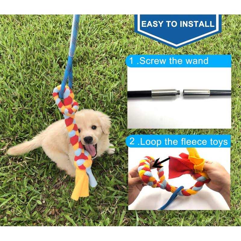 Interactive Flirt Pole Dog Toy with Fleece Rope Tether R71576