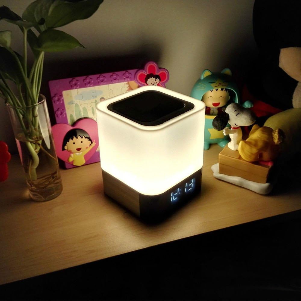 5 in 1 Bedside Lamp with Bluetooth Speaker, Digital Calendar Alarm Clock, Touch Control, Music Player X14318