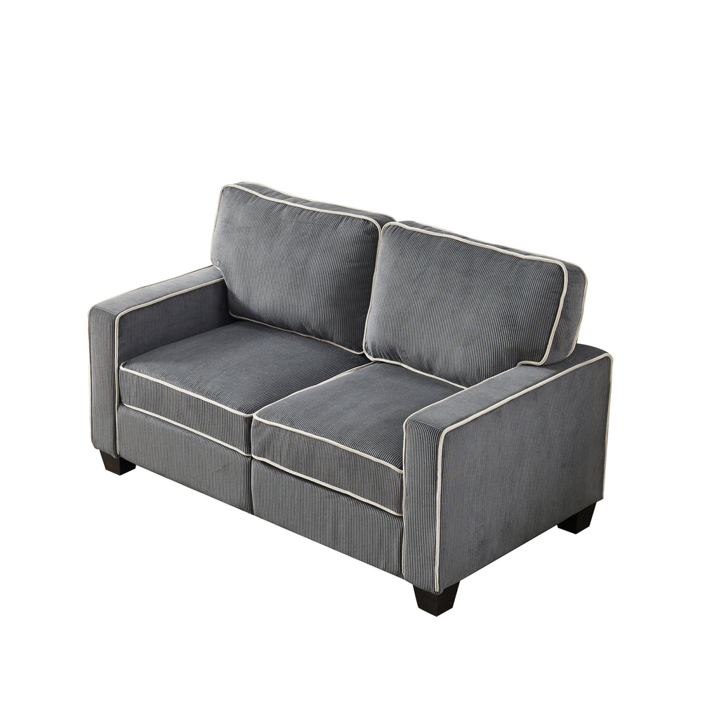 Dark Grey Corduroy Sofa Loveseat with Storage S7141