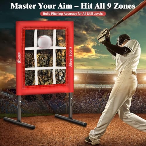 9 Hole Adjustable Height Baseball Pitching Net A243