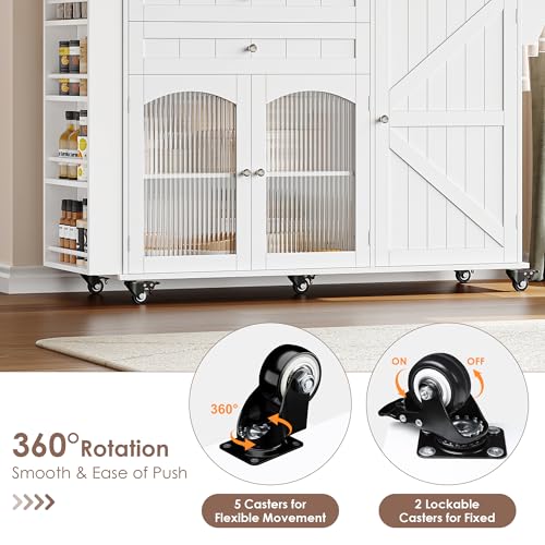 Rolling Kitchen Island with Storage and Drop Leaf Countertop M636451
