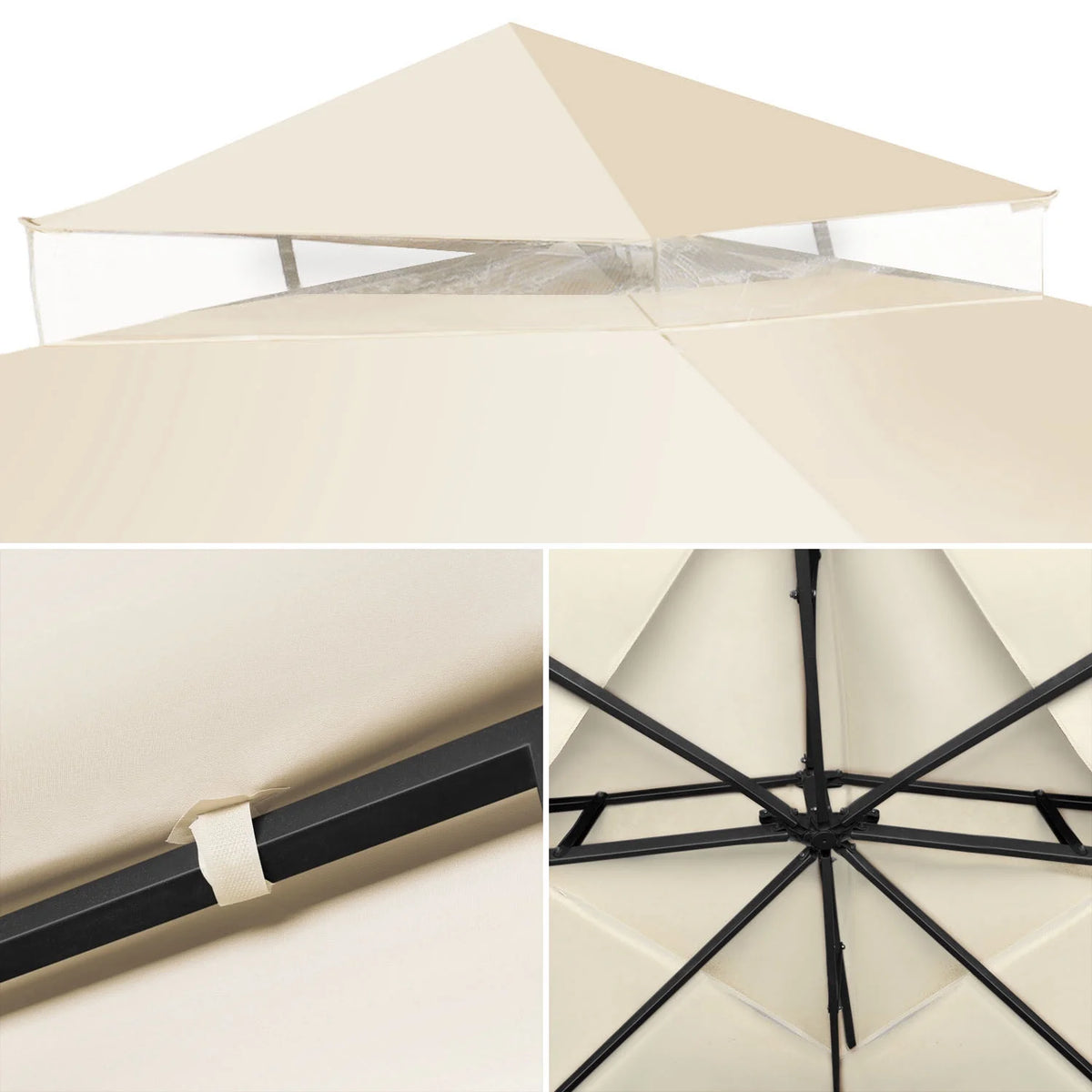 10 x 10 Feet Gazebo Canopy Top Replacement Cover with Plain Edge Polyester Z259762
