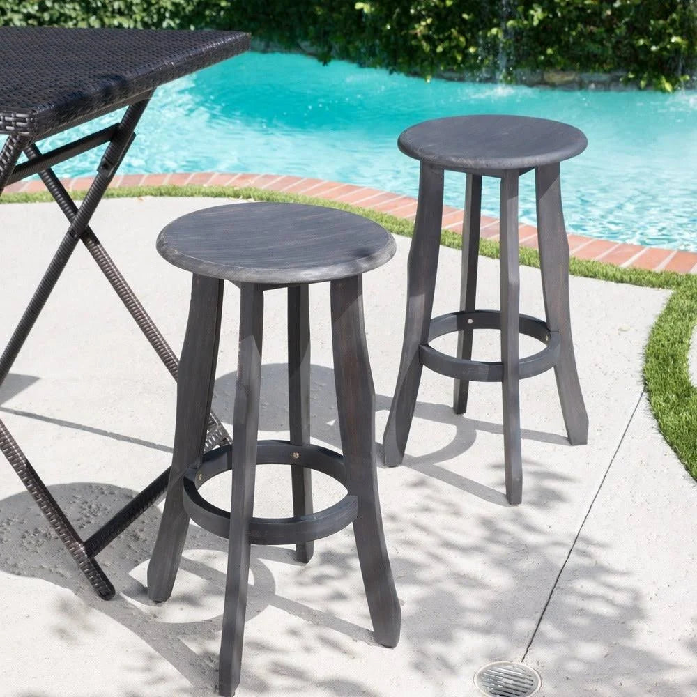 Set of 2 Dark Gray Acacia Barstool D6418