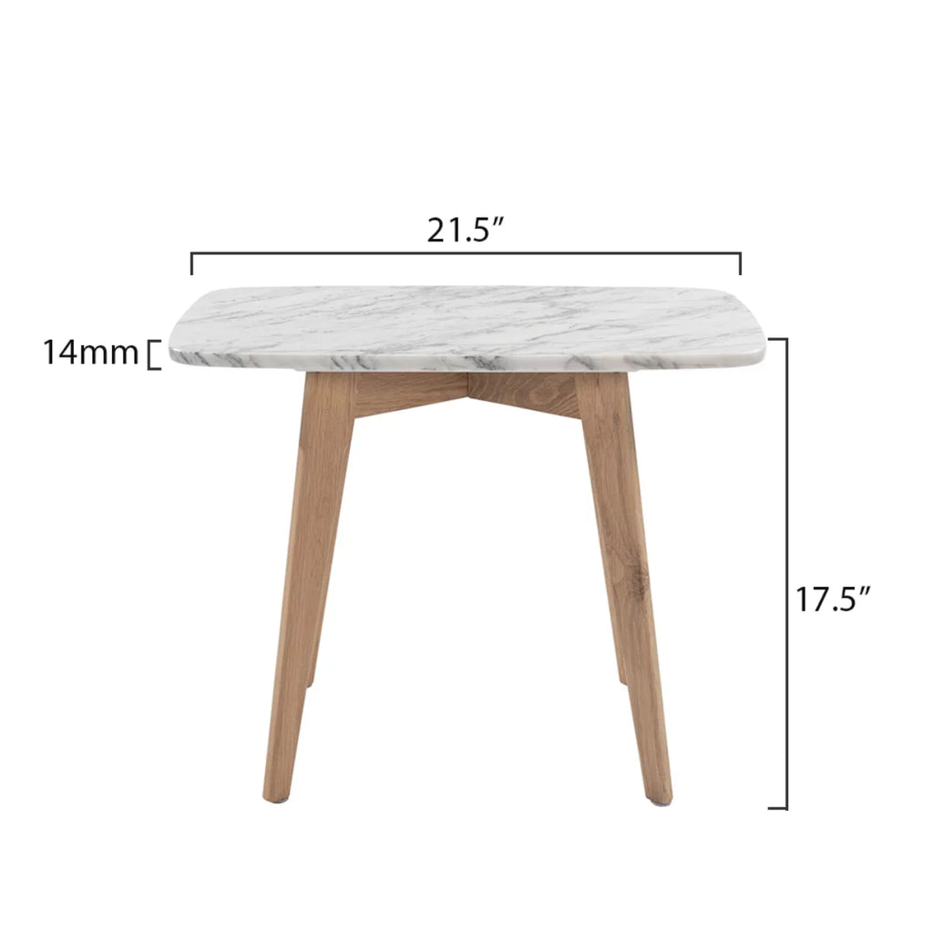 White and Beige Rectangular Marble Side Table X776093