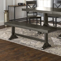 Antique Black Wood Bench E48673