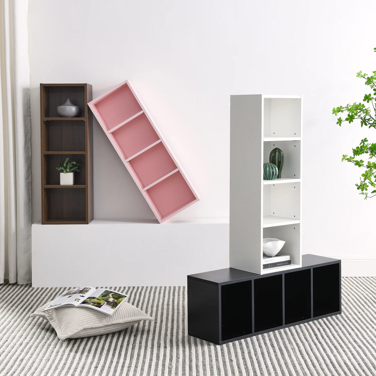 8-Tier Media Tower Rack Storage Cabinet with Adjustable Shelves U392