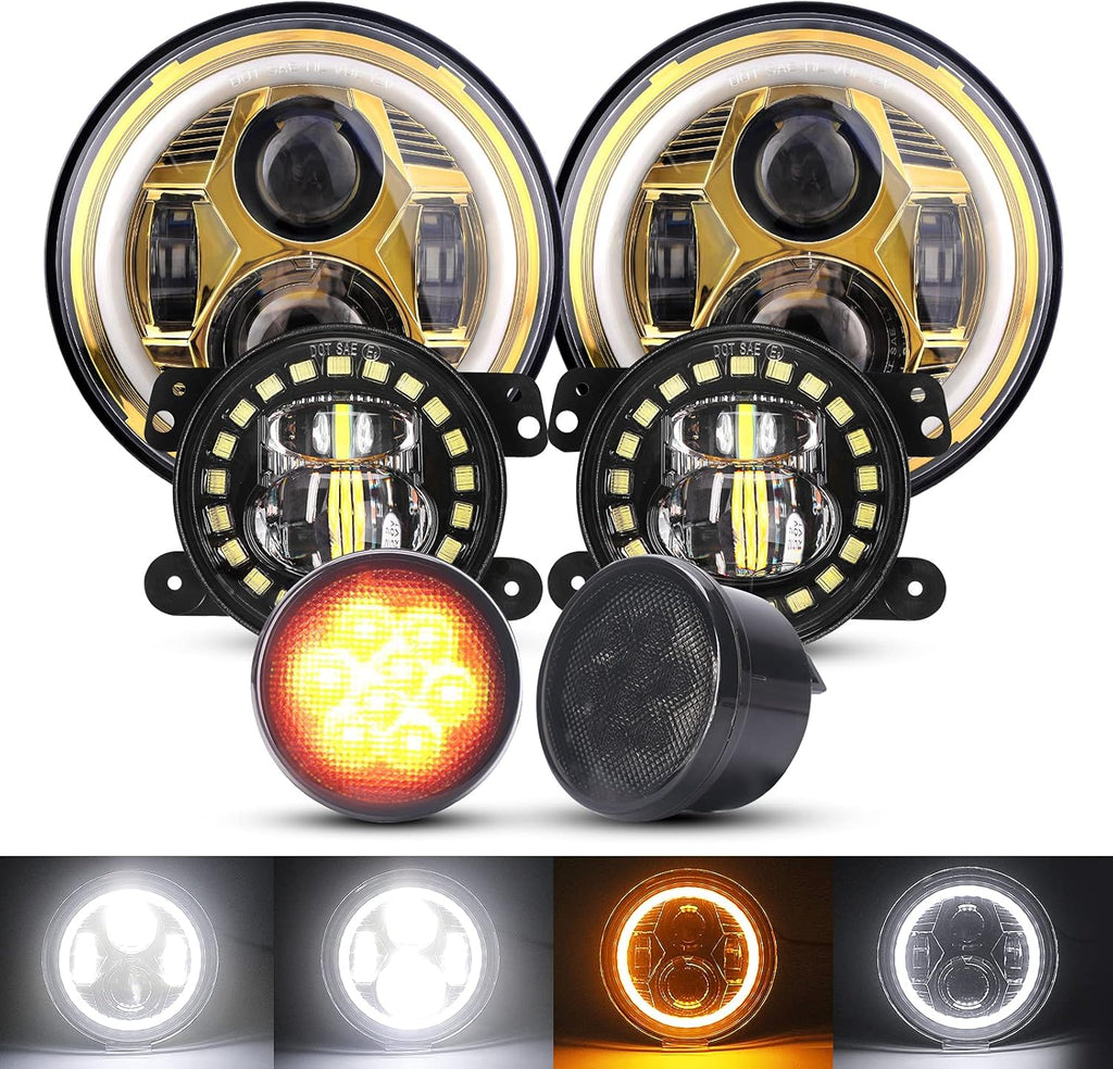 7'' LED Headlights, 4'' LED Fog Lights, Yellow LED Turn Signal Light H928305