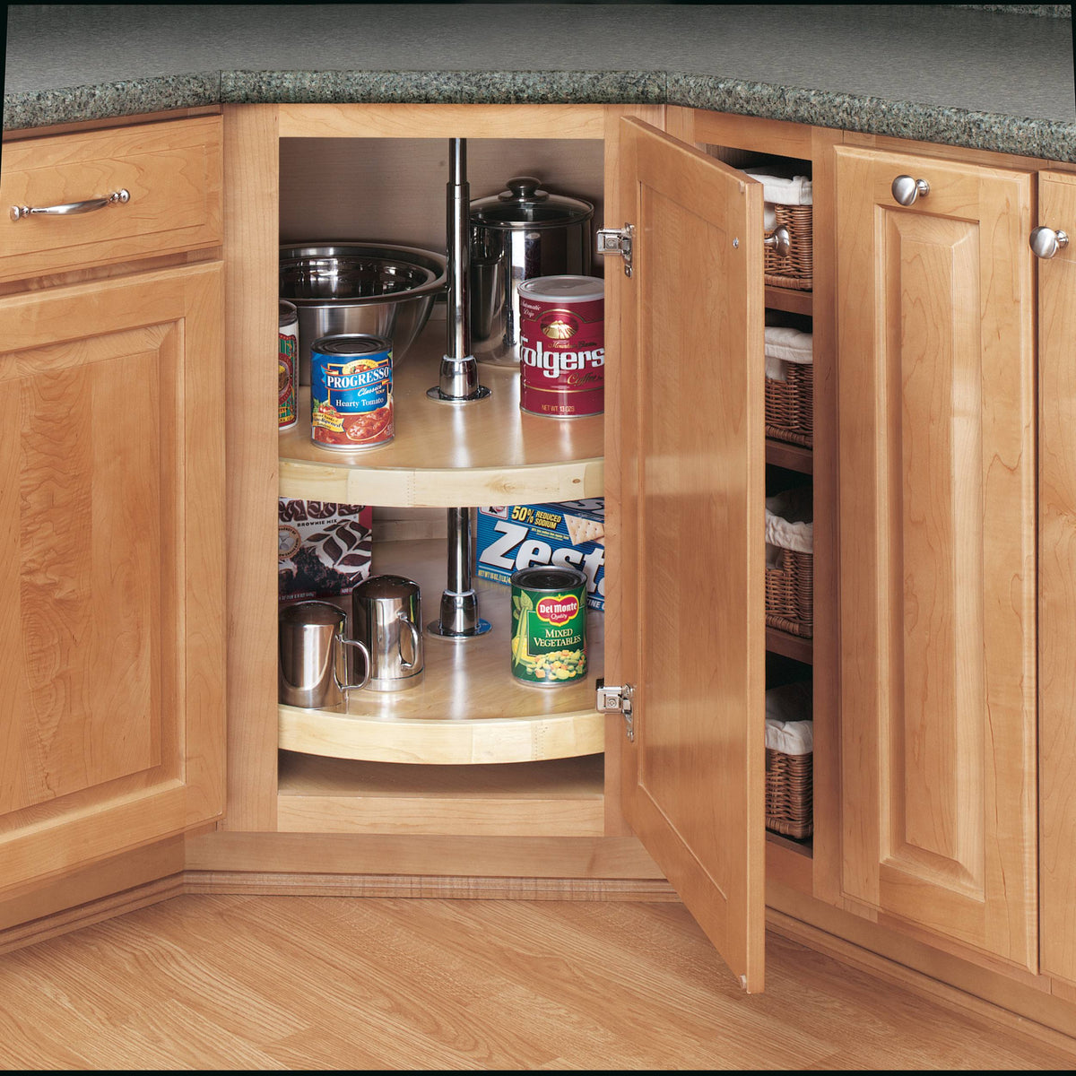 28x22 Wood Full Circle Lazy Susan 2-Shelf J702885
