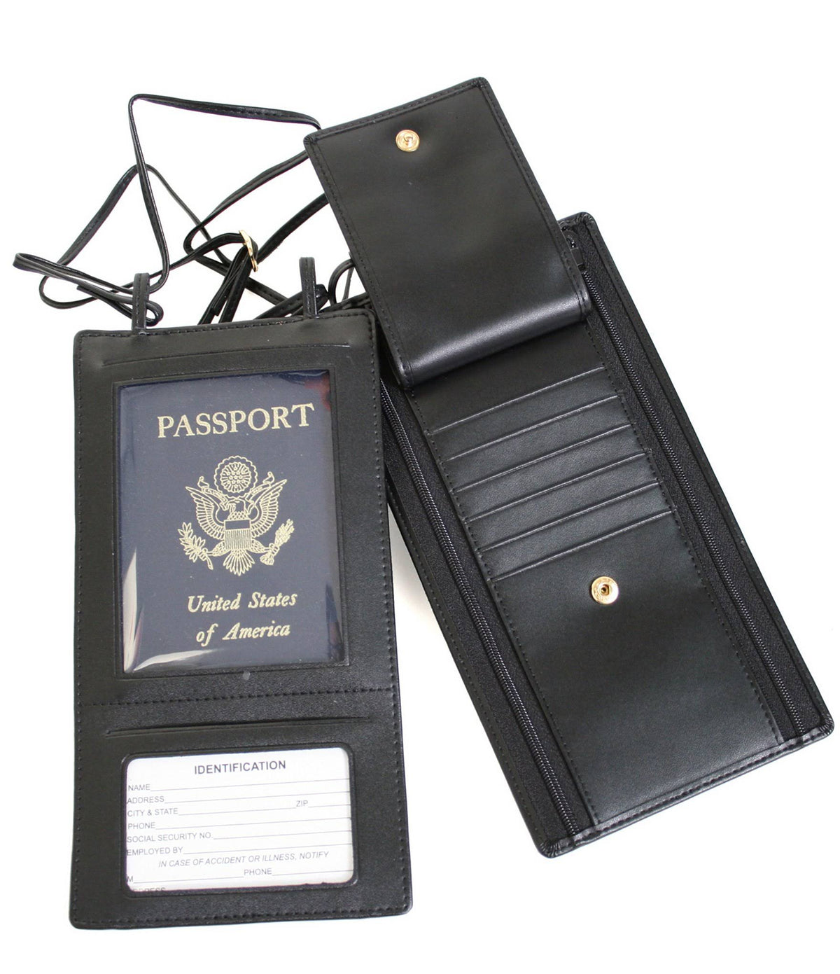 Black Leather Passport Wallet J51376