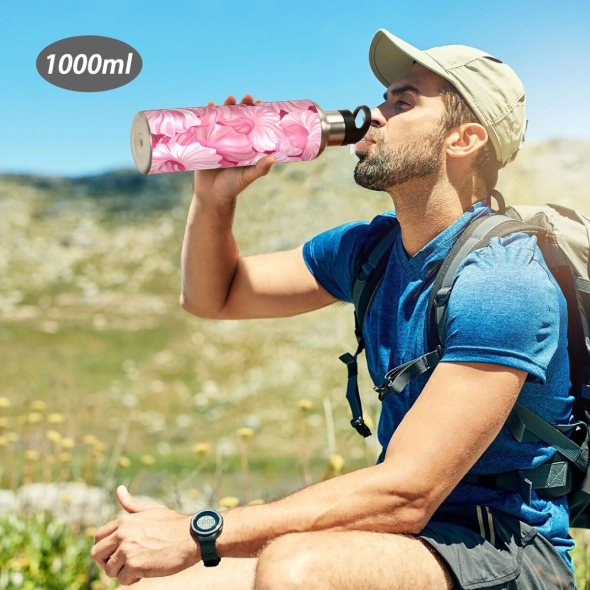 Pink Insulated Stainless Steel Water Bottle with Straw Lid 20 oz N912