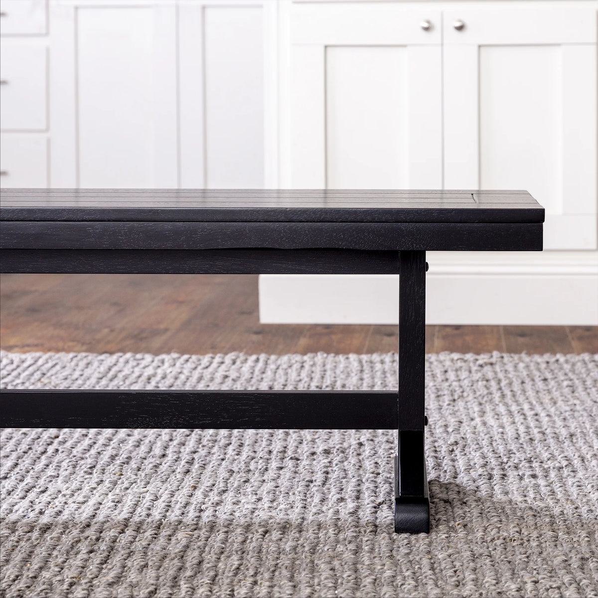 Antique Black Wood Bench E48673
