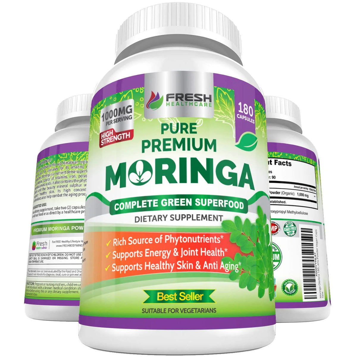 180 Capsules Moringa Oleifera Leaf Powder D28179
