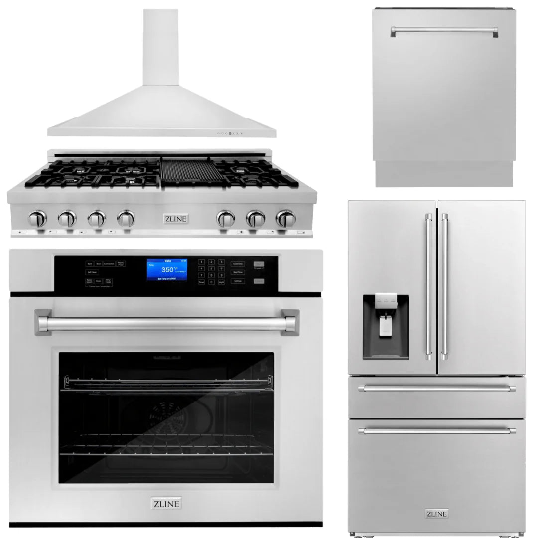 48 Rangetop, Range Hood, Refrigerator with Water and Ice Dispenser, Dishwasher, Wall Oven U96615