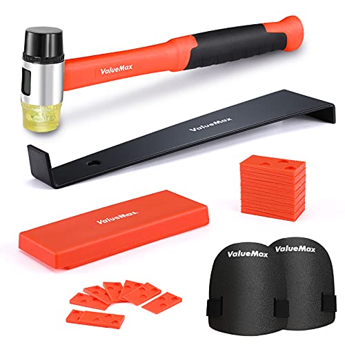 Laminate Wood Flooring Installation Kit with Tapping Block, Pull Bar, Mallet, Kneepads, 30-Piece Spacers F17919