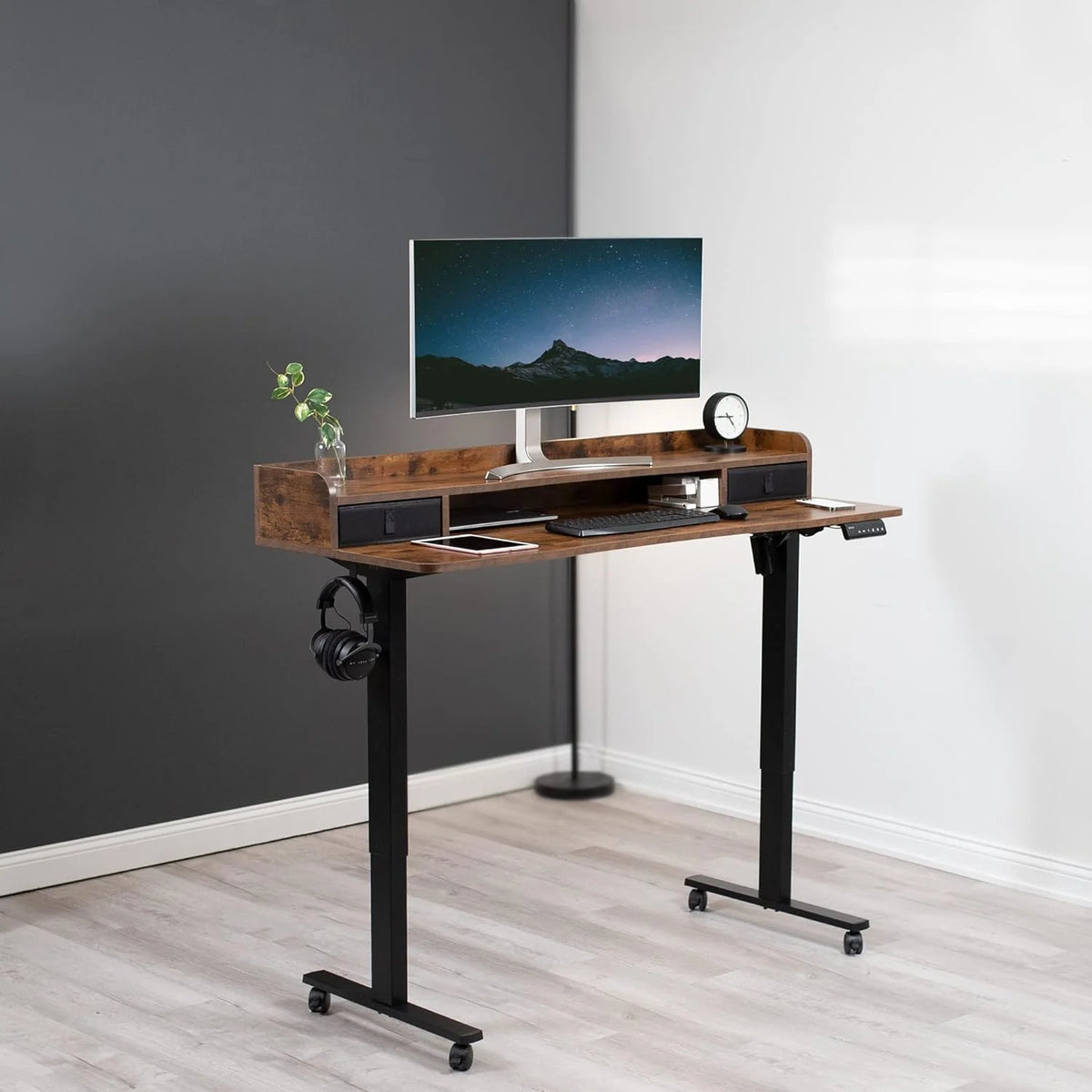 2-Tier Height Adjustable 60 X 24 Inch Standing Desk W155
