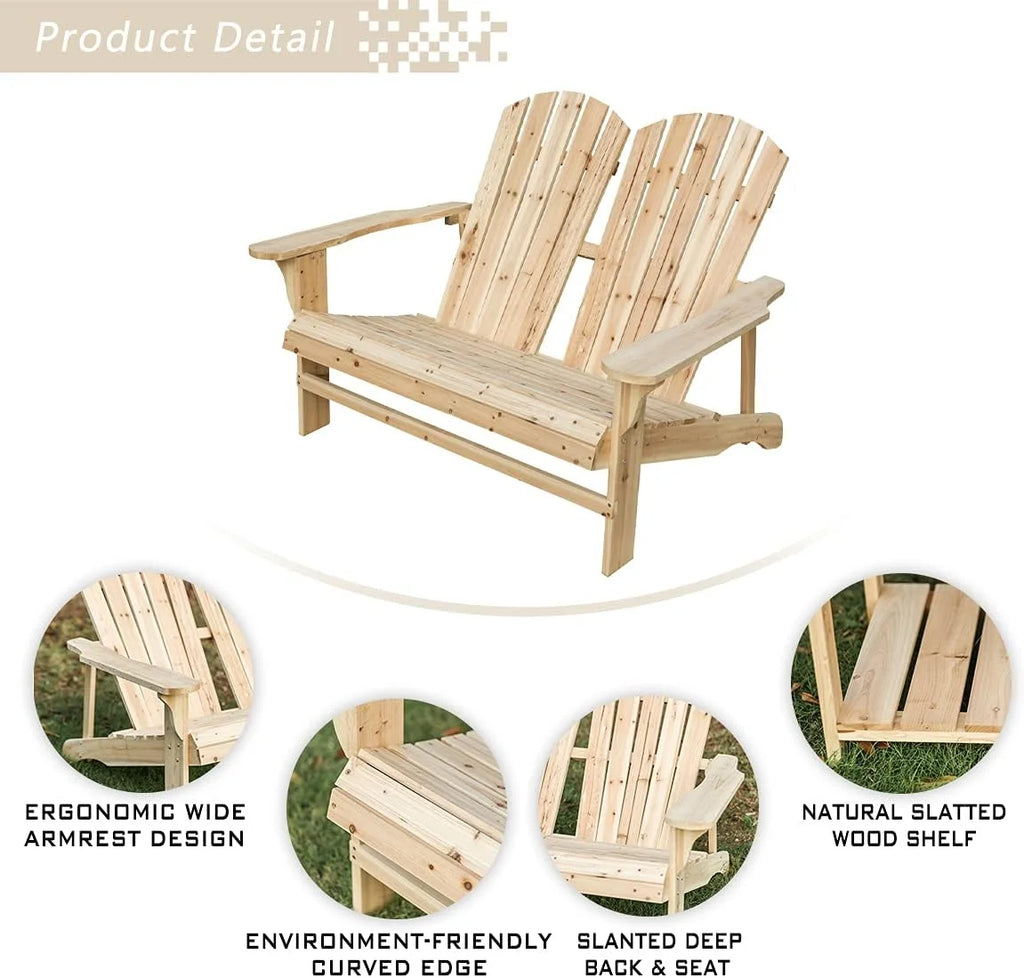 Wood Adirondack Chair for 2 Persons S846