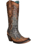 Almond Laser Embroidery Zip Up Boots D920220