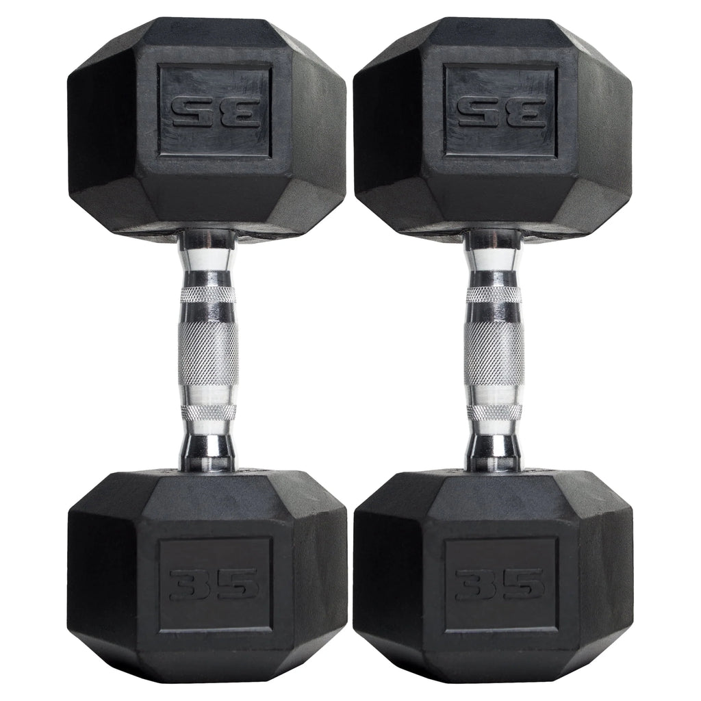 15lb Coated Rubber Hex Dumbbell Pair D59288