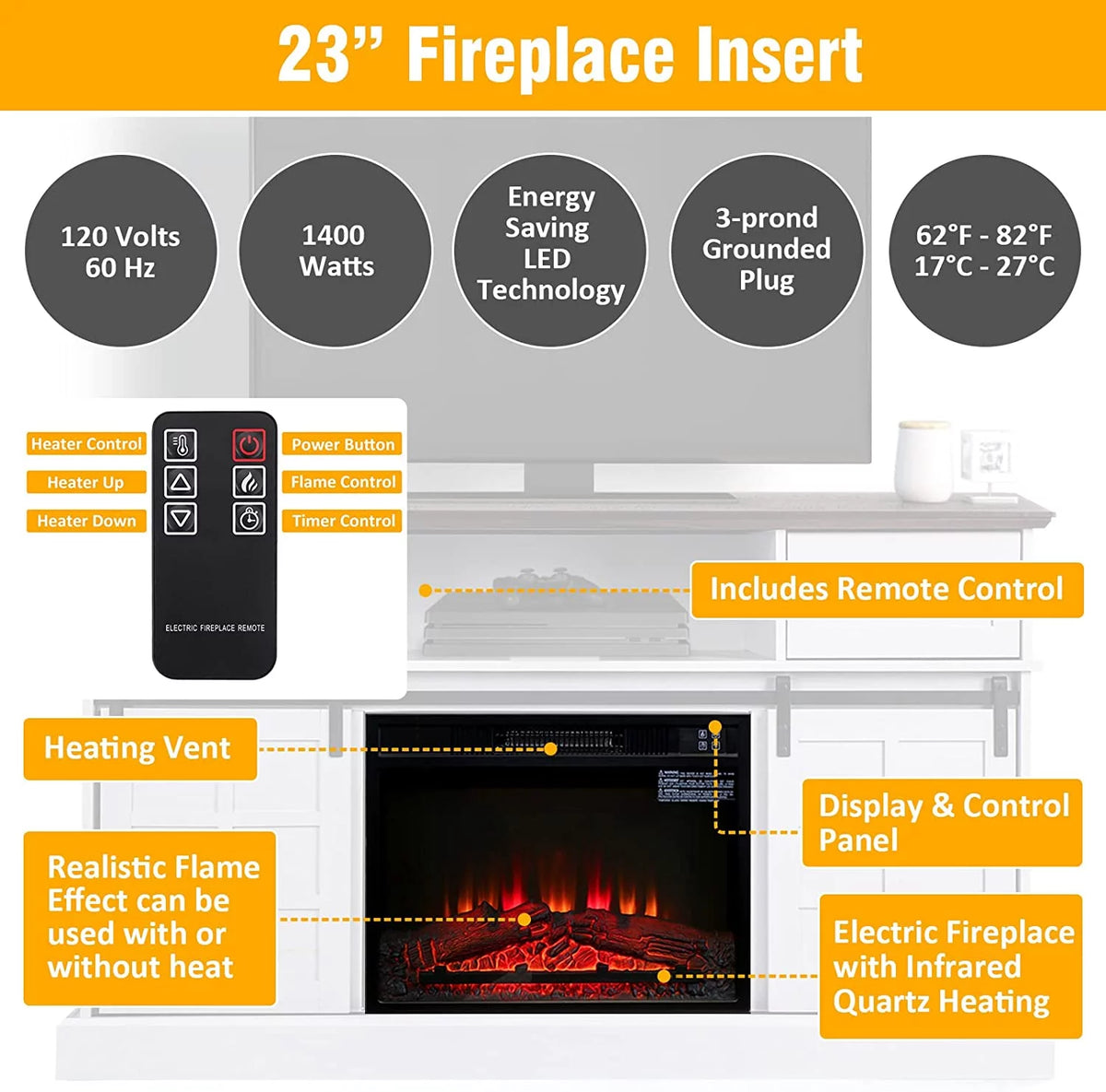Dark Oak Fireplace TV Stand H5203