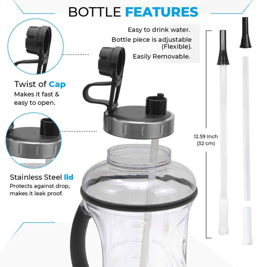 Black Lady Bug Gallon Water Bottle with Straw N864