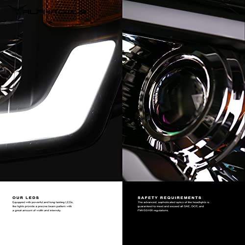 Black Projector Headlights with LED Light Bar W381