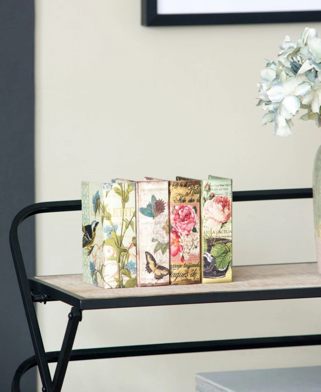 Floral Book Boxes 5.5" Green and Blue 4ct B28671