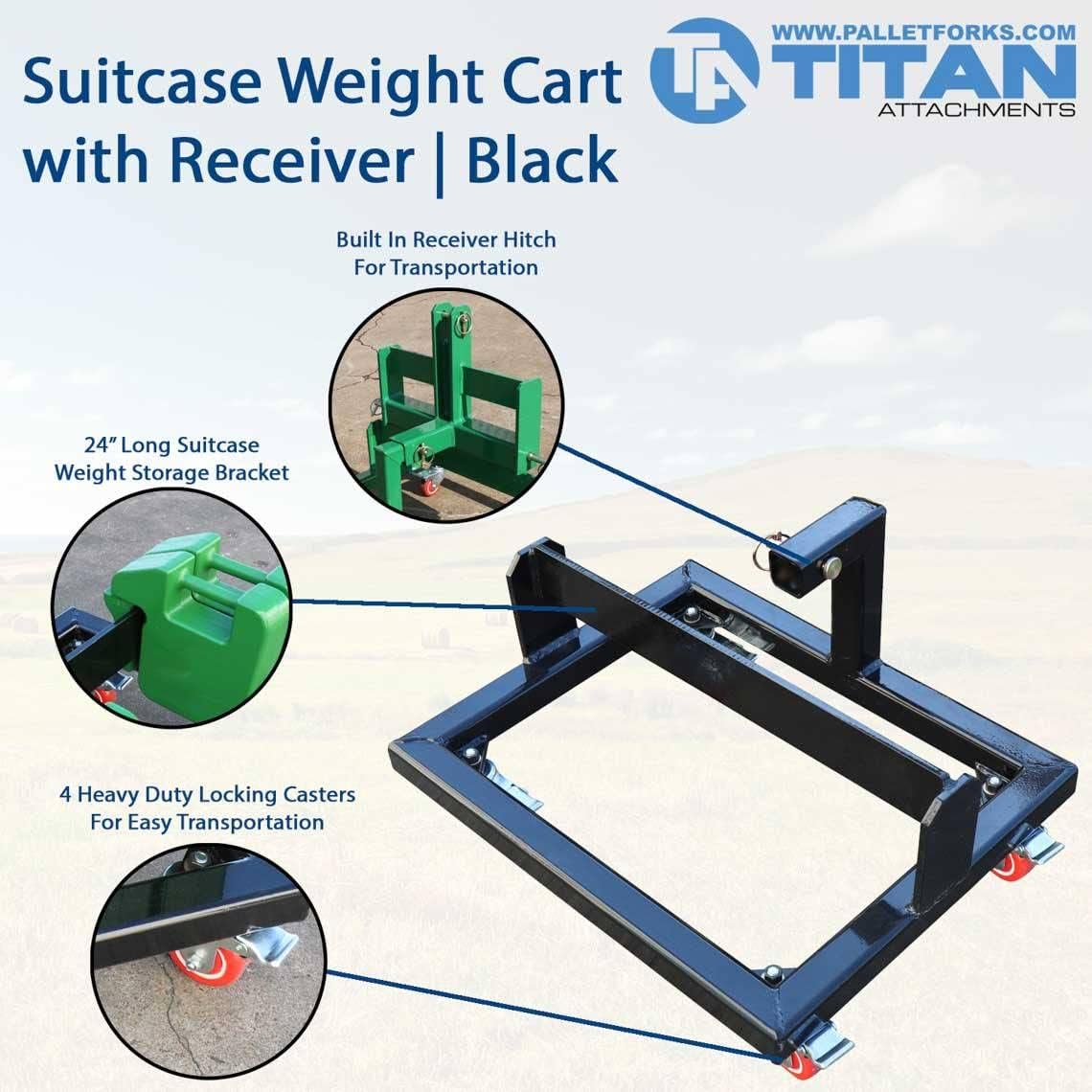 Black Rolling Suitcase Weight Cart with Receiver W12807