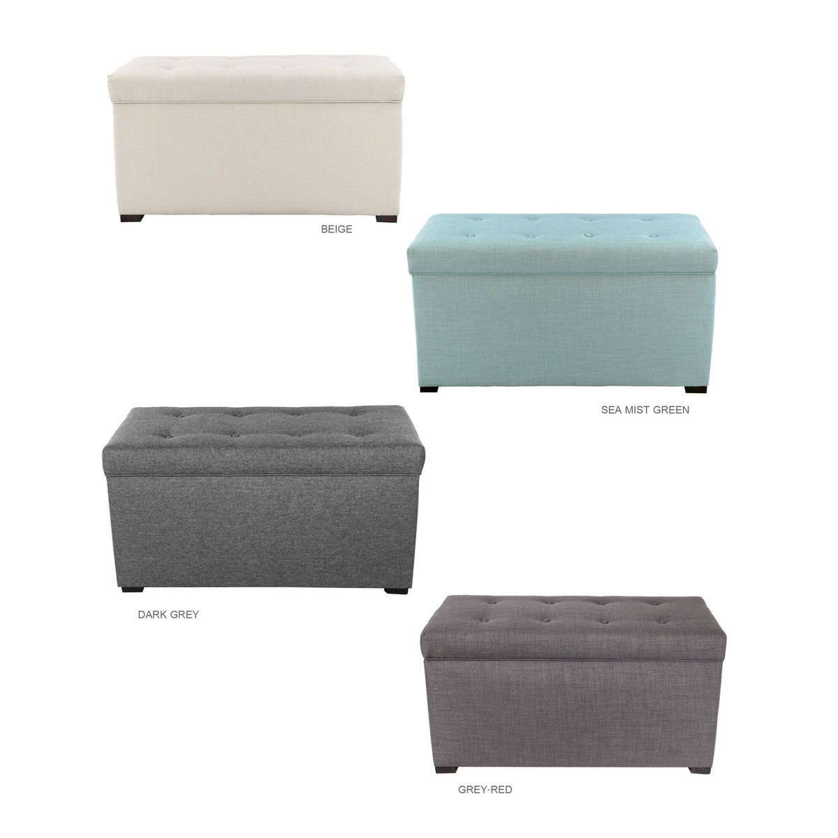 Green 8 Button Tufted Storage Bench Q53943