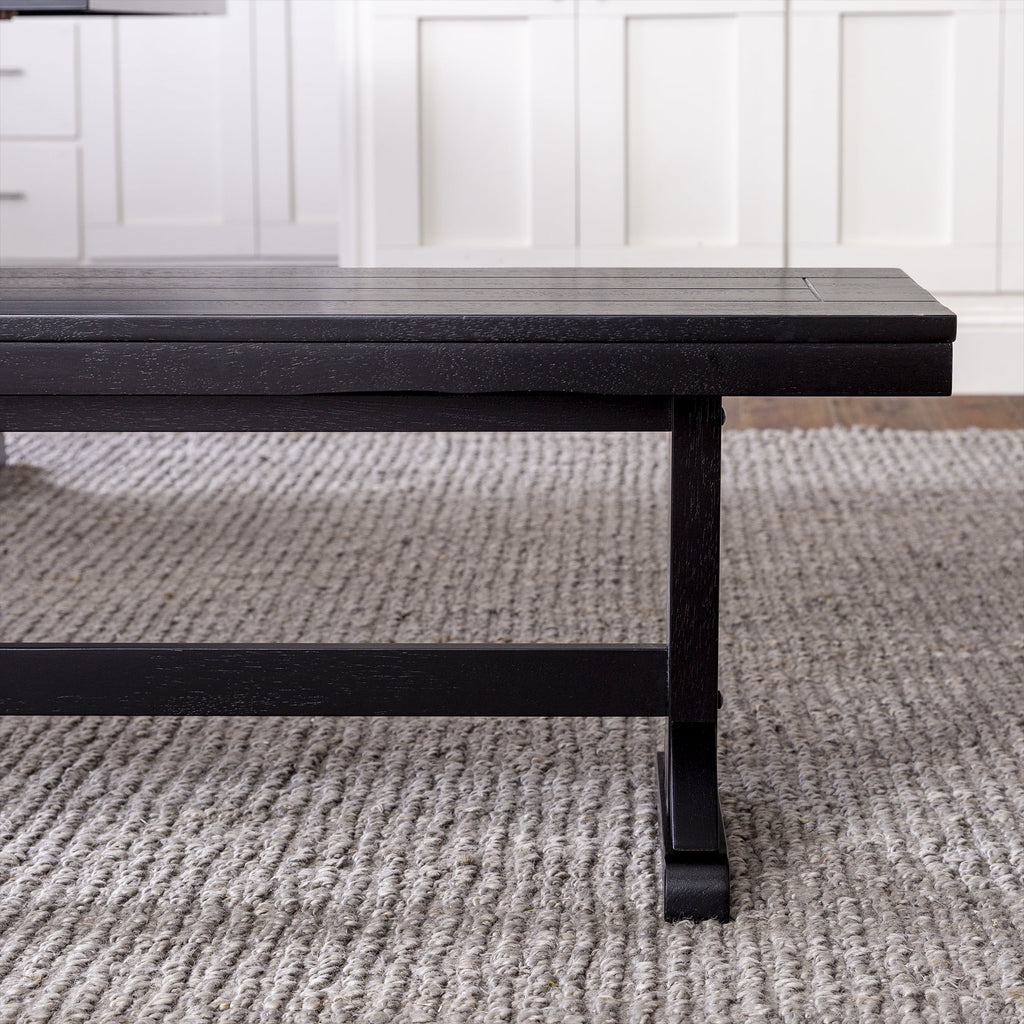 Antique Black Wood Bench E48673