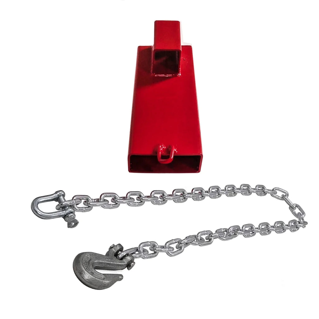 Clamp on Forklift Hitch Receiver Towing Adapter with Chain, 2 inches, Red C134372