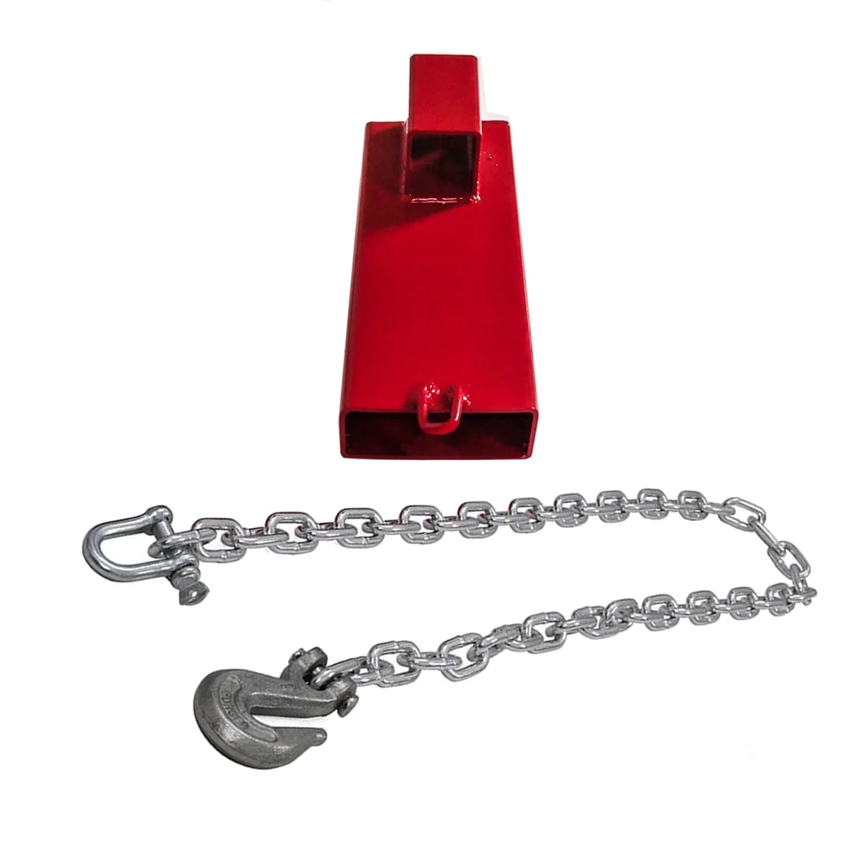 Clamp on Forklift Hitch Receiver Towing Adapter with Chain, 2 inches, Red C134372