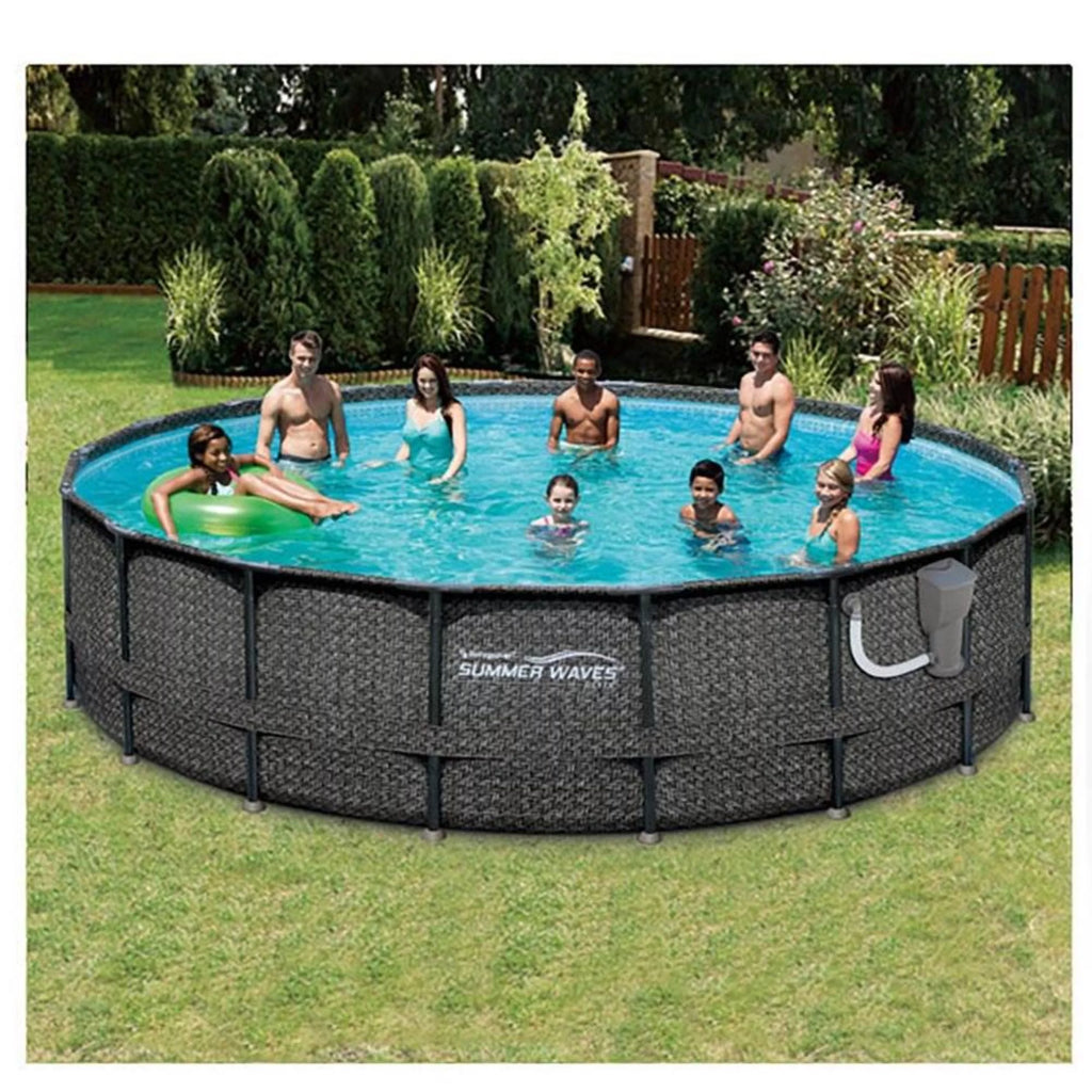18ft x 48in Above Ground Frame Swimming Pool Set with Pump X1353
