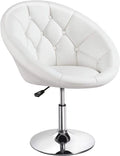 White Tufted Height Adjustable Swivel Accent Chair C58706