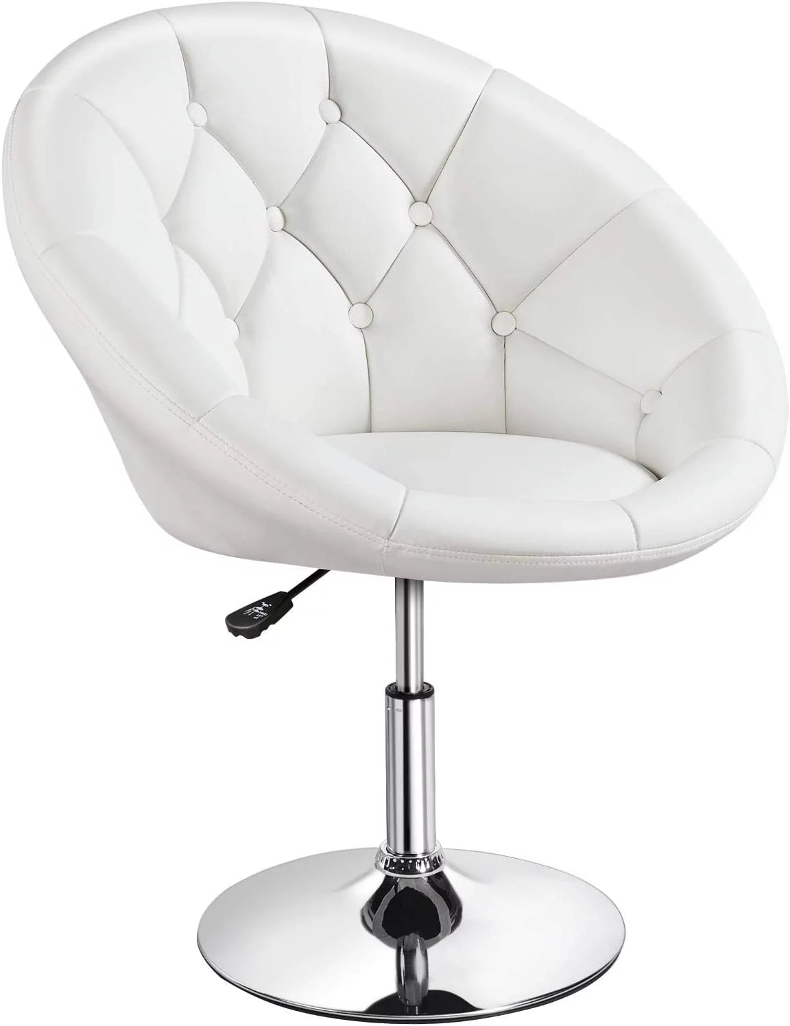 White Tufted Height Adjustable Swivel Accent Chair C58706