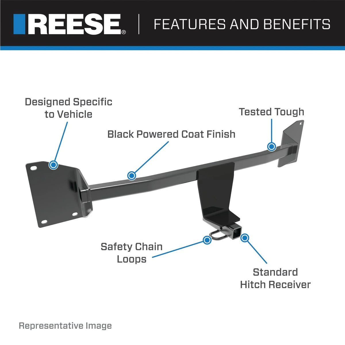 Class 1 Trailer Hitch, 1-1/4 Inch Square Receiver, Black T425