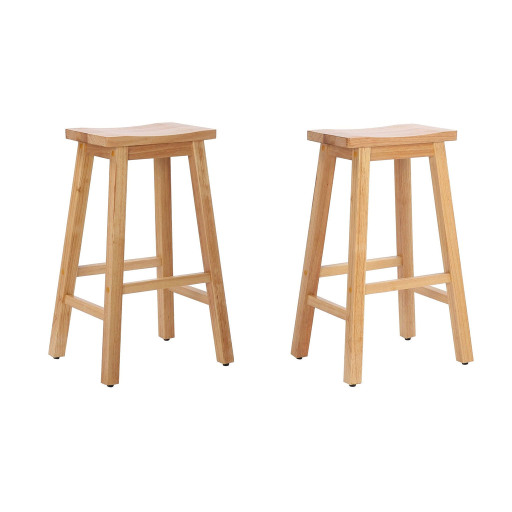 Solid Wood Saddle Bar Stool, Set of 2 - Open Gray K70188