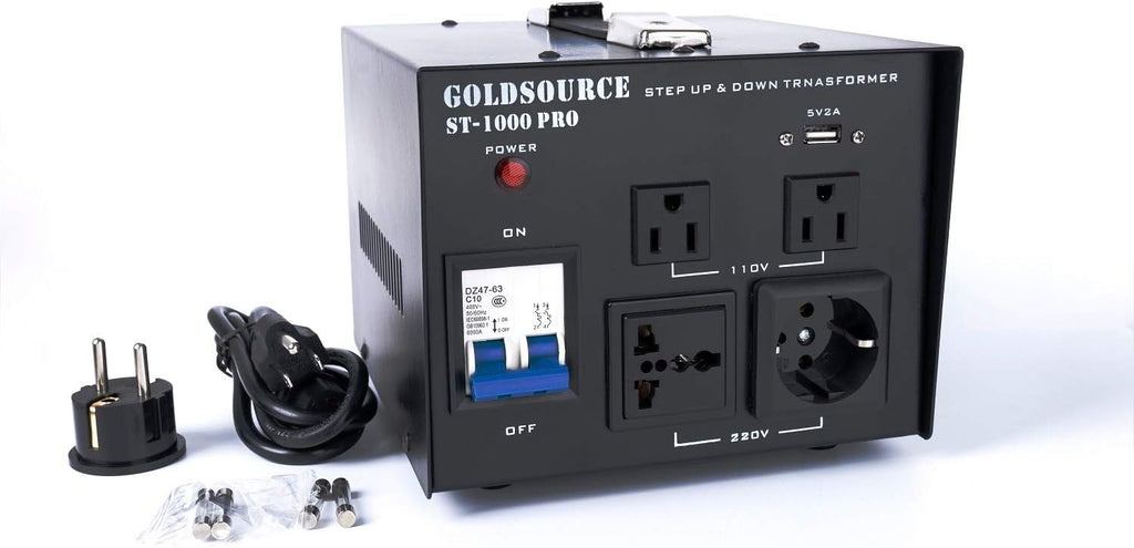 1500W Auto Step Up & Step Down Voltage Transformer Converter, AC 110/220V, US Standard, Schuko AC Outlets, DC 5V USB Port Z376