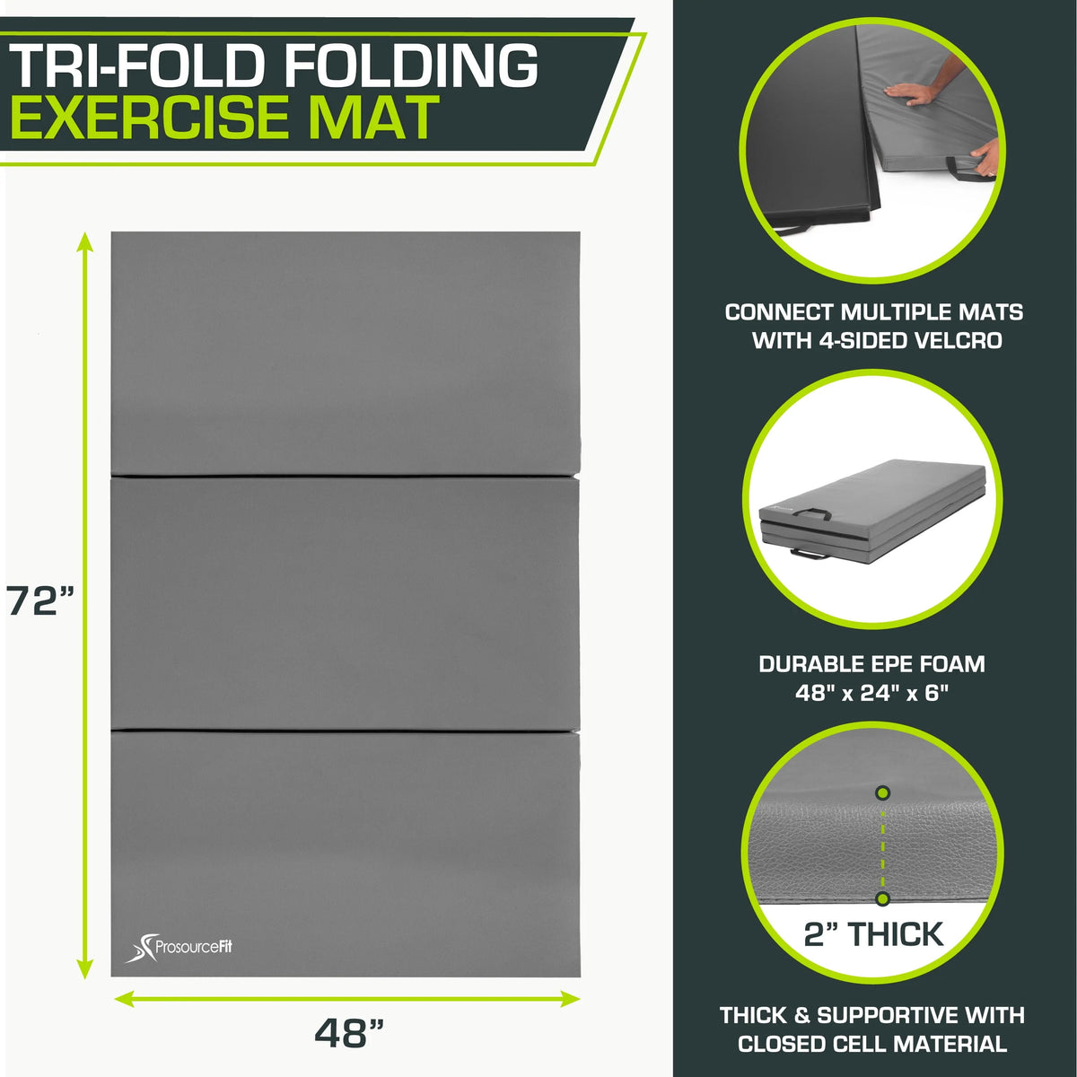 Tri-Fold Folding Gymnastics Mat 6'x4' A103