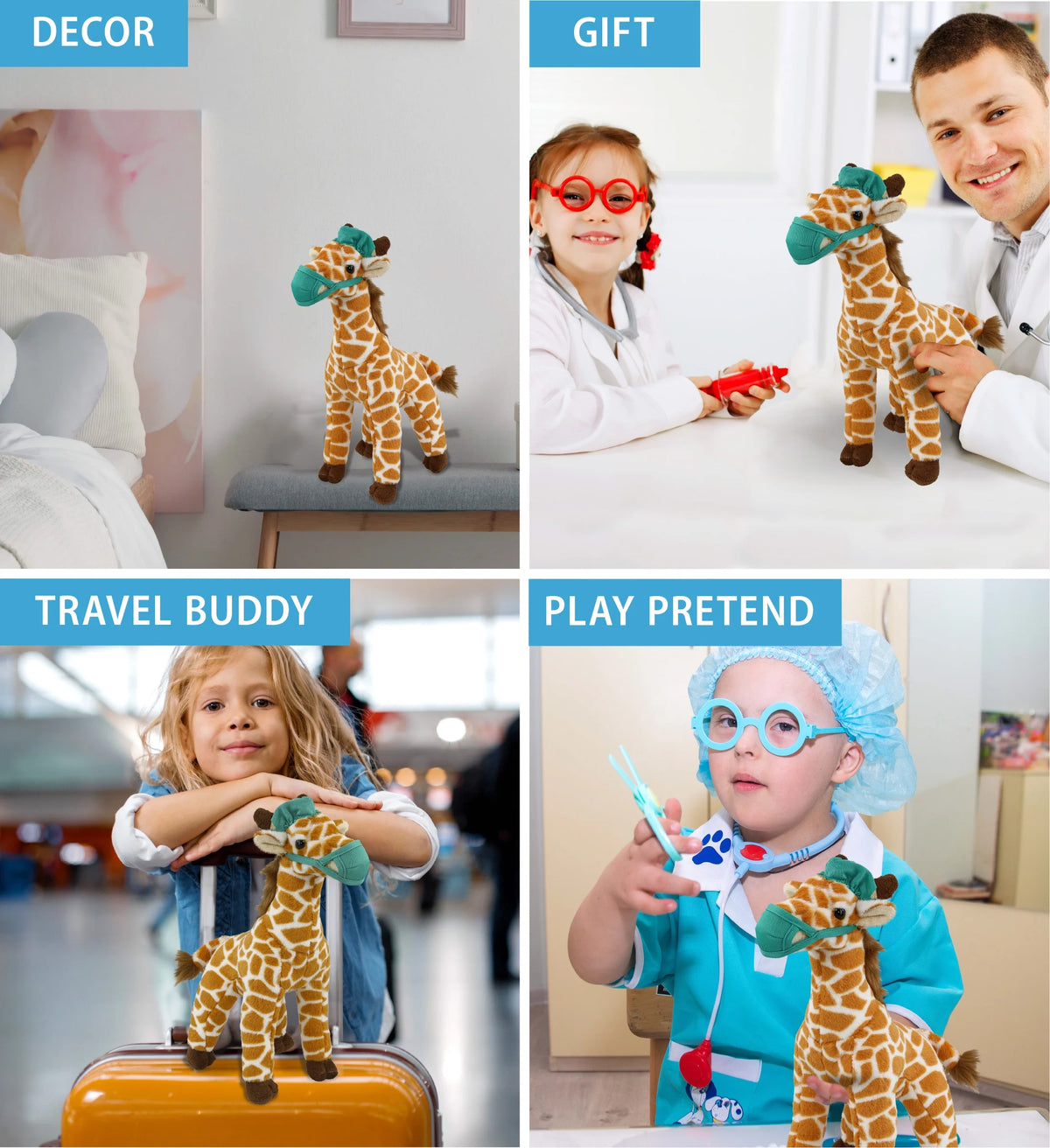12.5 Inch Giraffe Doctor Plush Toy Q277
