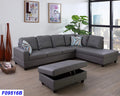Dark Grey Faux Leather Sectional with Ottoman T508090